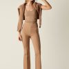 Clothing GREYVEN | Greyven Porterfield Crop Pintuck Flare Pants In Desert Tan