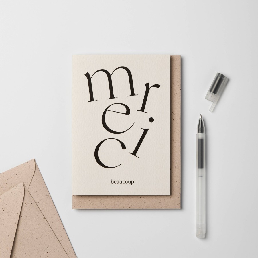 Home + Lifestyle Kinshipped | Kinshipped Serif Type Merci Beaucoup Thank You Card