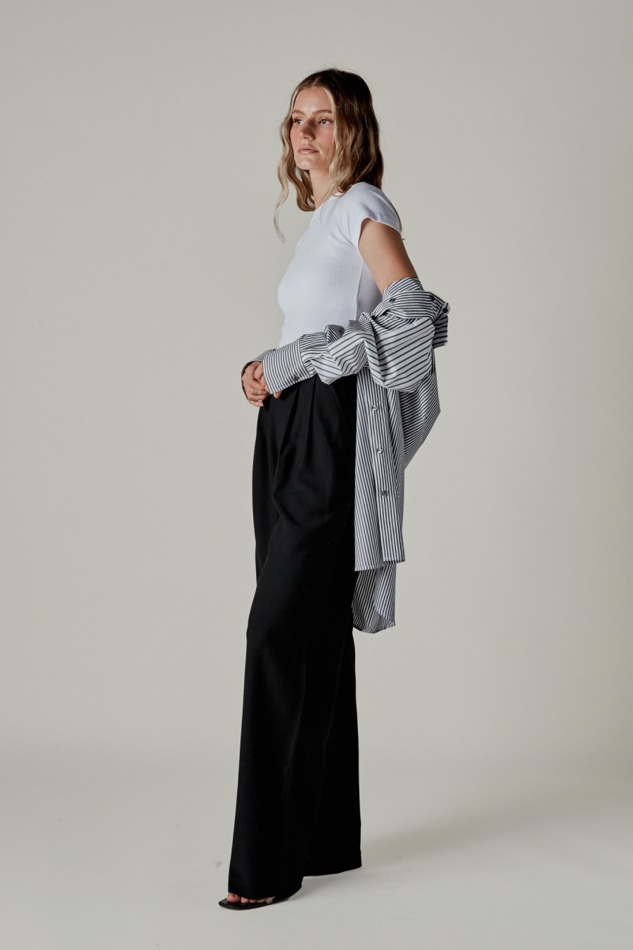 Clothing Anine Bing | Anine Bing Carrie Pant In Black Twill